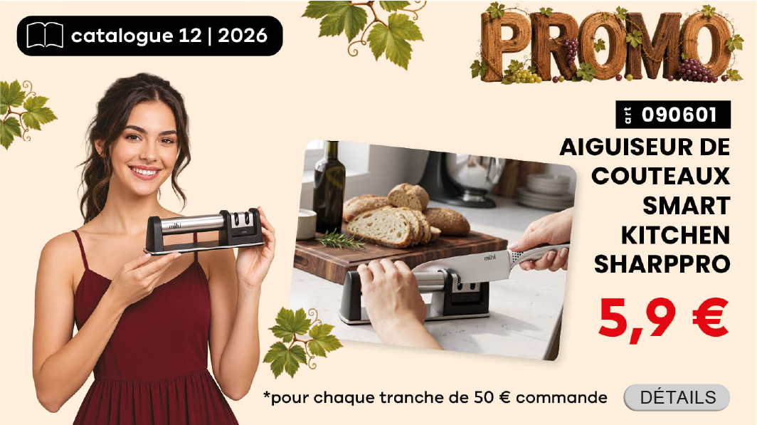 Obtenez l’aiguiseur de couteaux Smart Kitchen SharpPro pour seulement 5,9 € par tranche de 50 € d’achat
